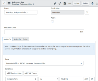 servicenow advanced work assignment assignment rule