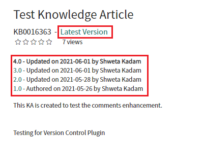 Knowledge Article - Version Control